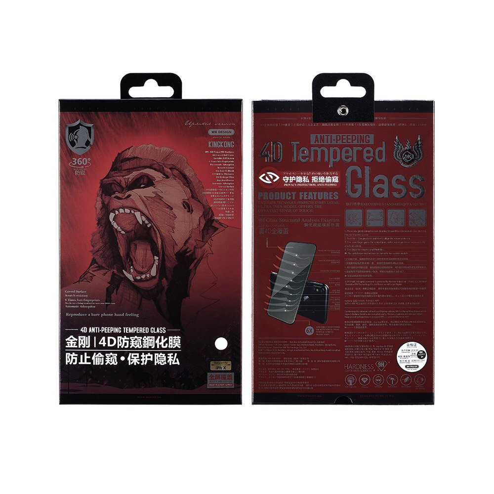 Защитное стекло WK Design Kingkong 4D Curved Tempered Glass Privacy (антишпион) черное для iPhone 7/8