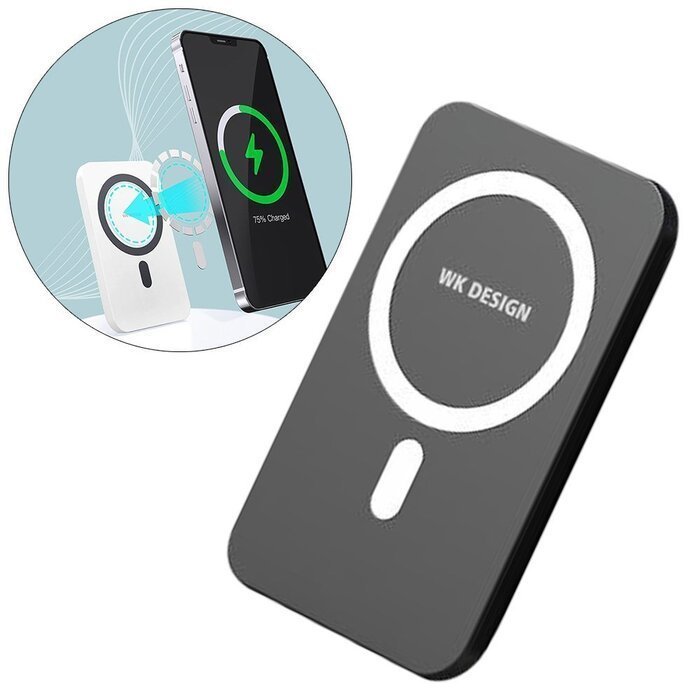 Беспроводной повербанк WK Design Magnet 5000mAh Wireless Power Bank (WP-215) черный Беспроводной повербанк WK Design Magnet 5000mAh Wireless Power Bank (WP-215) черный
