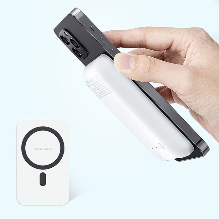 Беспроводной повербанк WK Design Magnet 5000mAh Wireless Power Bank (WP-215) белый Беспроводной повербанк WK Design Magnet 5000mAh Wireless Power Bank (WP-215) белый