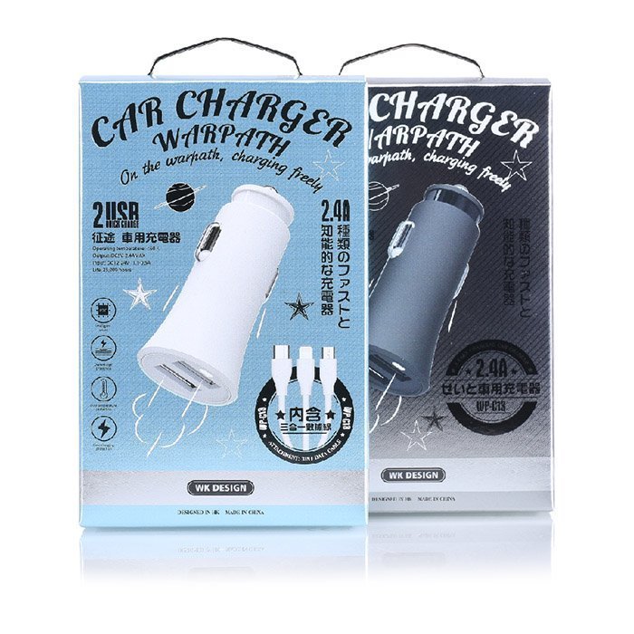 Автомобильное ЗУ WK Design Warpath Car Charger белое Автомобильное ЗУ WK Design Warpath Car Charger белое