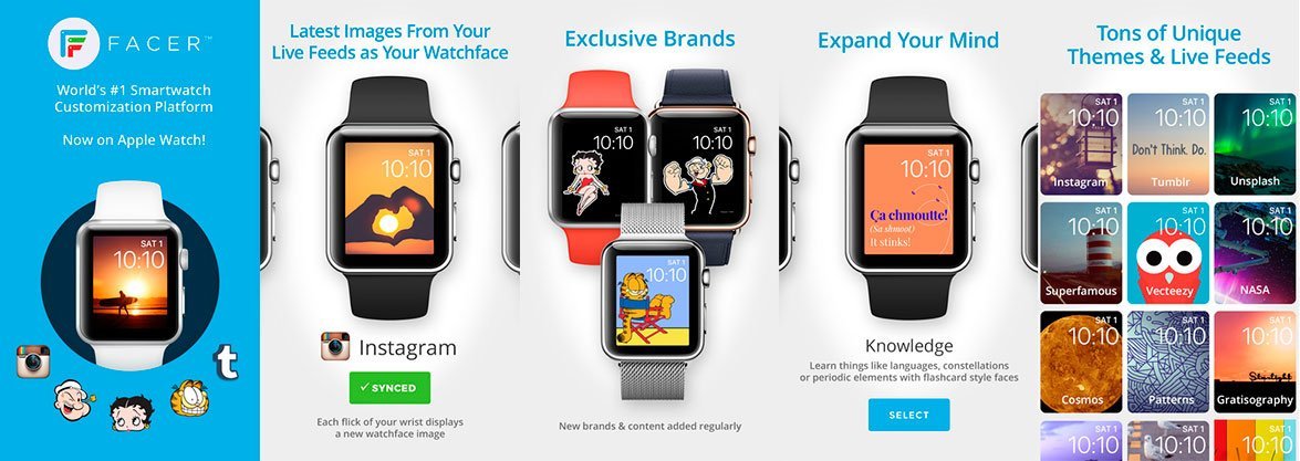 Приложение для Apple Watch Facer для смены обоев
